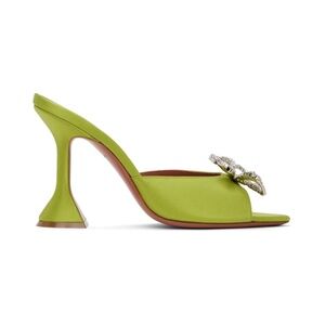 Amina Muaddi Green Rosie Heeled Sandals